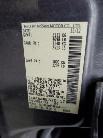 Photo 10 from auction – 2013 NISSAN MAXIMA S with VIN 1N4AA5AP4DC820117