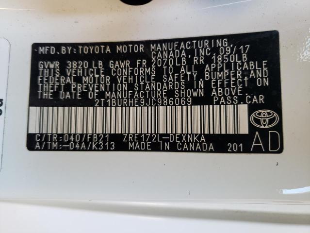 Photo 10 from auction – 2018 TOYOTA COROLLA L with VIN 2T1BURHE9JC986069