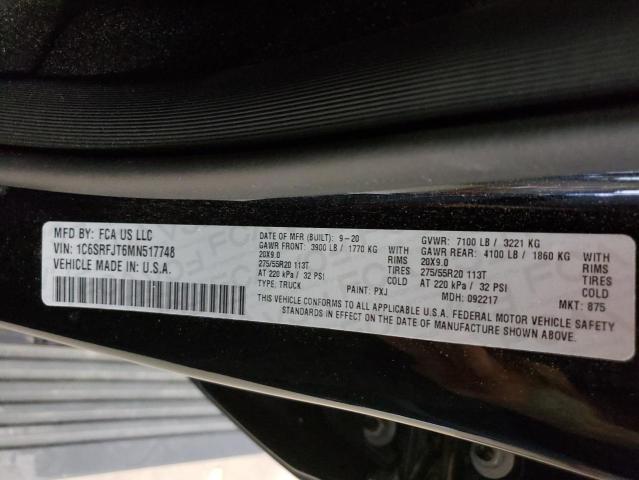 Photo 10 from auction – 2021 RAM 1500 LARAM with VIN 1C6SRFJT6MN517748