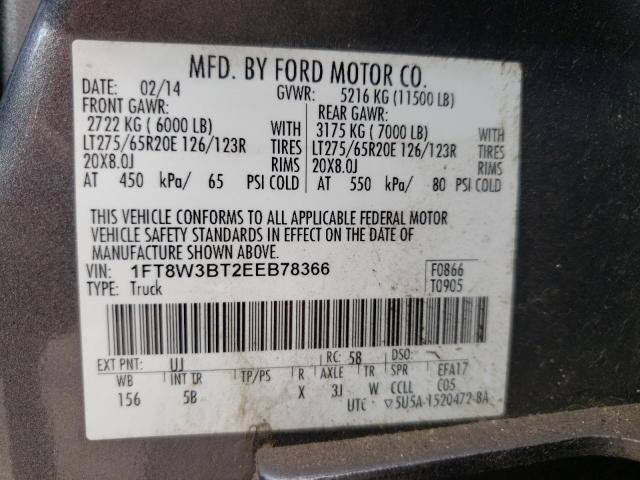 Photo 10 from auction – 2014 FORD F350 SUPER with VIN 1FT8W3BT2EEB78366