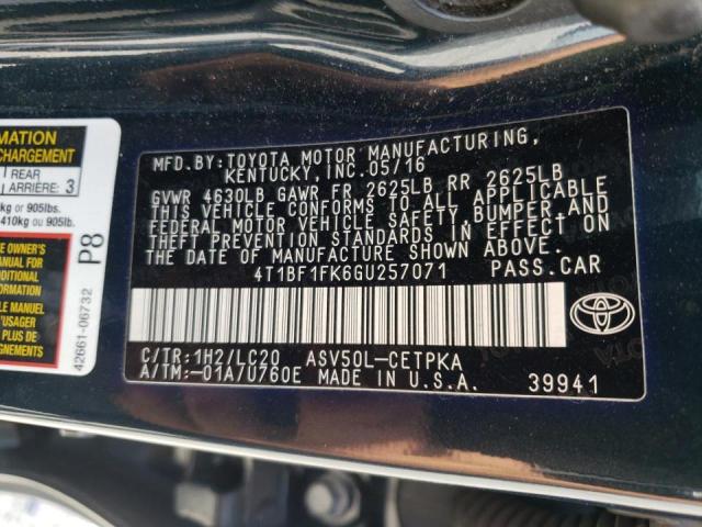 Photo 10 from auction – 2016 TOYOTA CAMRY LE with VIN 4T1BF1FK6GU257071