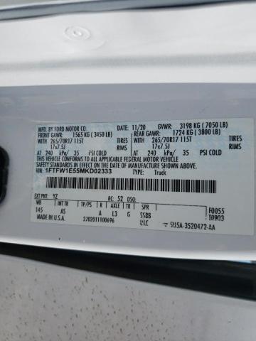 Photo 10 from auction – 2021 FORD F150 SUPER with VIN 1FTFW1E55MKD02333