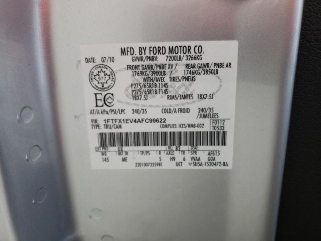 Photo 10 from auction – 2010 FORD F150 SUPER with VIN 1FTFX1EV4AFC99622