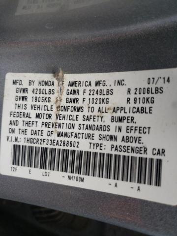 Photo 10 from auction – 2014 HONDA ACCORD LX with VIN 1HGCR2F33EA288602