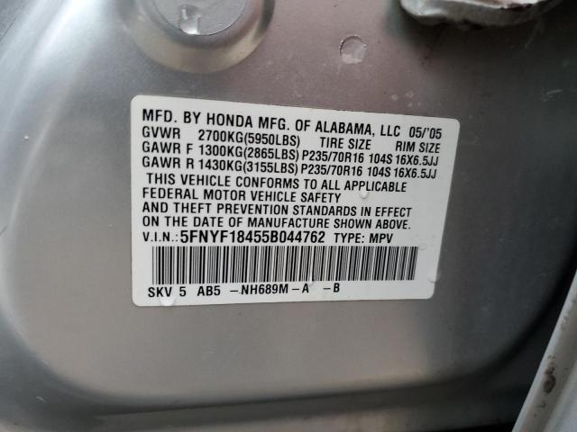Photo 10 from auction – 2005 HONDA PILOT EX with VIN 5FNYF18455B044762