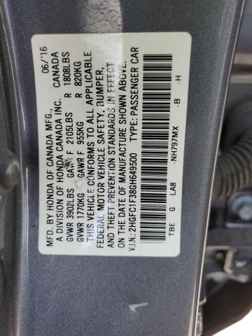 Photo 10 from auction – 2016 HONDA CIVIC EX with VIN 2HGFC1F38GH649500