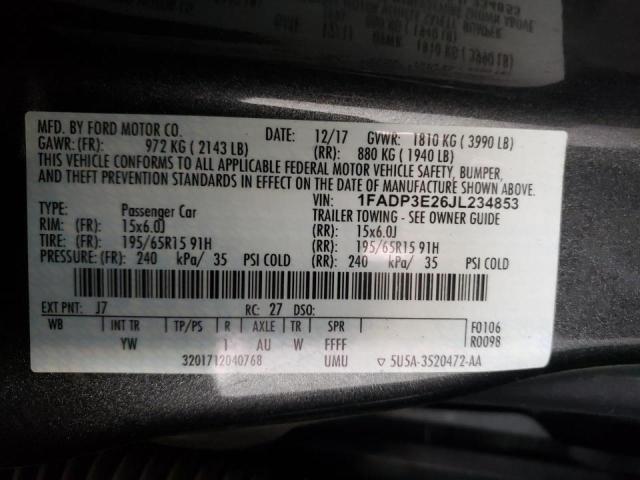Photo 10 from auction – 2018 FORD FOCUS S with VIN 1FADP3E26JL234853