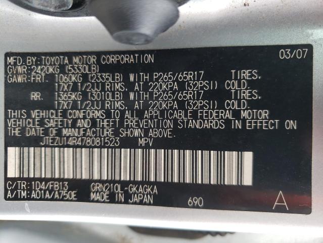 Photo 10 from auction – 2007 TOYOTA 4RUNNER SR with VIN JTEZU14R478081523