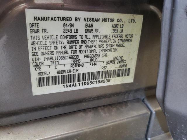 Photo 10 from auction – 2005 NISSAN ALTIMA S with VIN 1N4AL11D65C168238