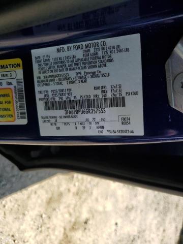 Foto 10 de la subasta – 2016 FORD FUSION SE con VIN 3FA6P0PU6GR357553