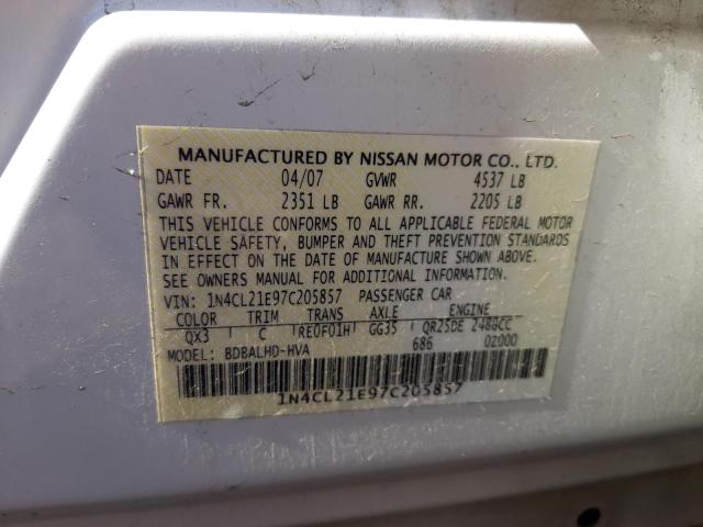 Photo 10 from auction – 2007 NISSAN ALTIMA HYB with VIN 1N4CL21E97C205857