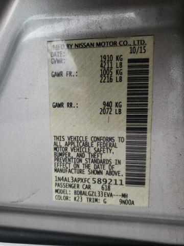 Photo 10 from auction – 2015 NISSAN ALTIMA 2.5 with VIN 1N4AL3APXFC589211