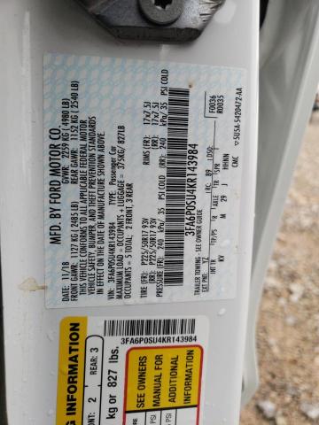 Photo 10 from auction – 2019 FORD FUSION TIT with VIN 3FA6P0SU4KR143984