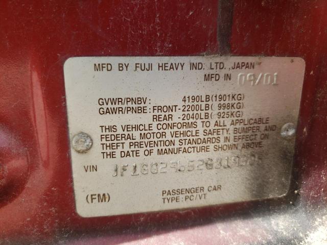 Photo 10 from auction – 2002 SUBARU IMPREZA WR with VIN JF1GG29652G819325