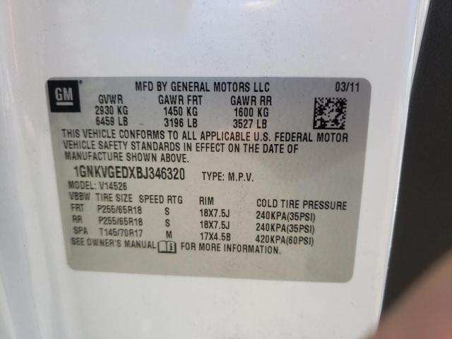 Photo 10 from auction – 2011 CHEVROLET TRAVERSE L with VIN 1GNKVGEDXBJ346320
