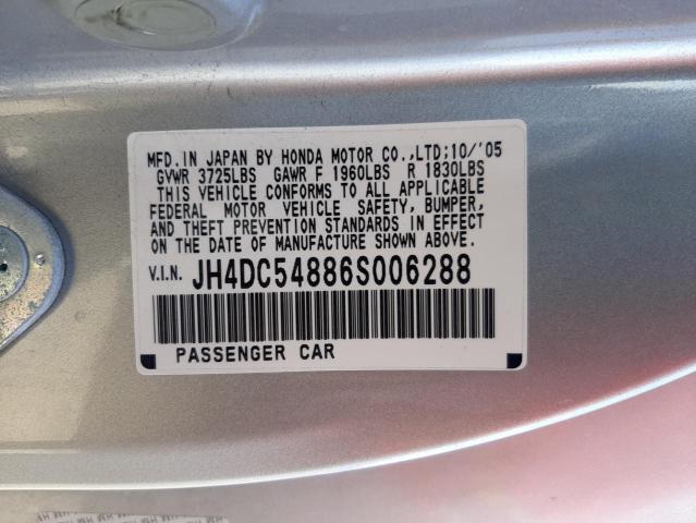 Photo 10 from auction – 2006 ACURA RSX with VIN JH4DC54886S006288
