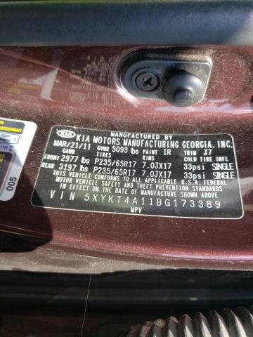 Photo 10 from auction – 2011 KIA SORENTO BA with VIN 5XYKT4A11BG173389