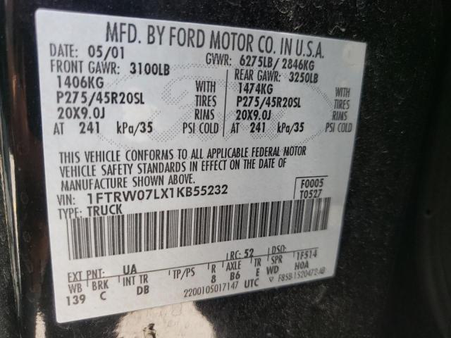 Photo 10 from auction – 2001 FORD F150 SUPER with VIN 1FTRW07LX1KB55232