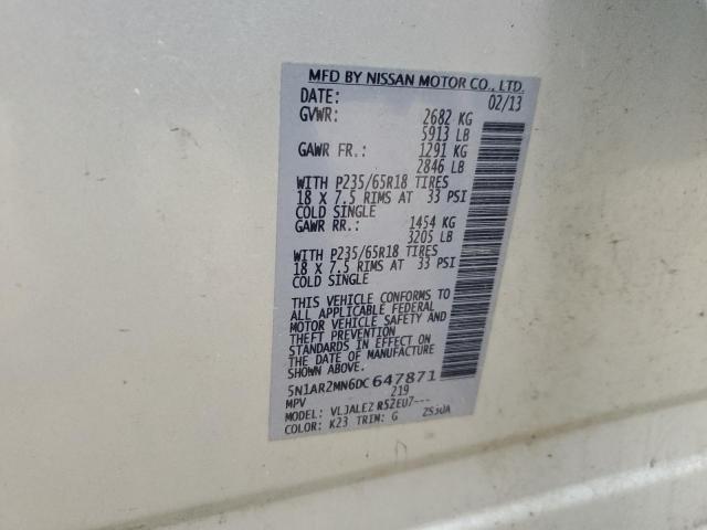 Photo 10 from auction – 2013 NISSAN PATHFINDER with VIN 5N1AR2MN6DC647871