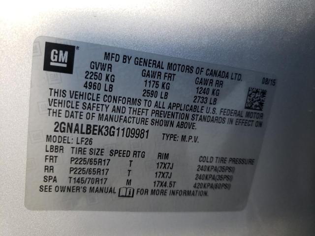 Photo 10 from auction – 2016 CHEVROLET EQUINOX LS with VIN 2GNALBEK3G1109981
