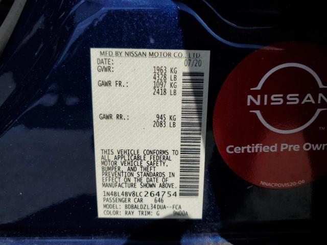 Photo 10 from auction – 2020 NISSAN ALTIMA S with VIN 1N4BL4BV8LC264754