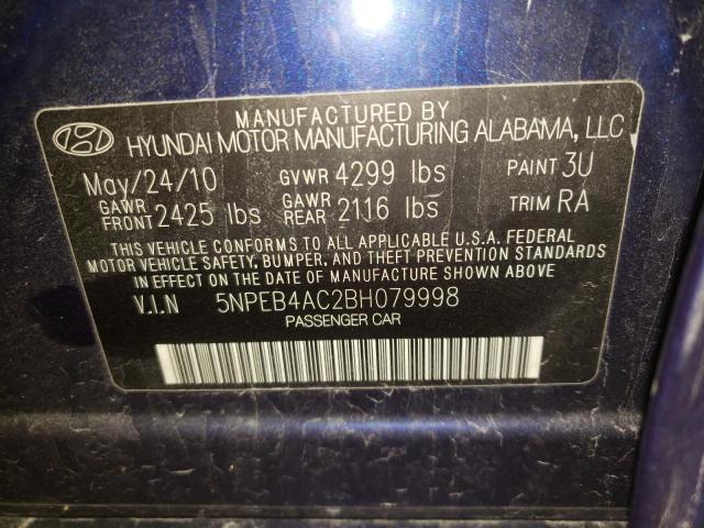Photo 10 from auction – 2011 HYUNDAI SONATA GLS with VIN 5NPEB4AC2BH079998