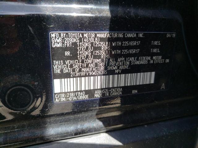Photo 10 from auction – 2019 TOYOTA RAV4 LE with VIN 2T3H1RFV1KW026385