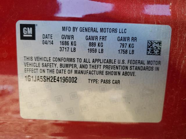 Photo 10 from auction – 2014 CHEVROLET SONIC LS with VIN 1G1JA5SH2E4196002