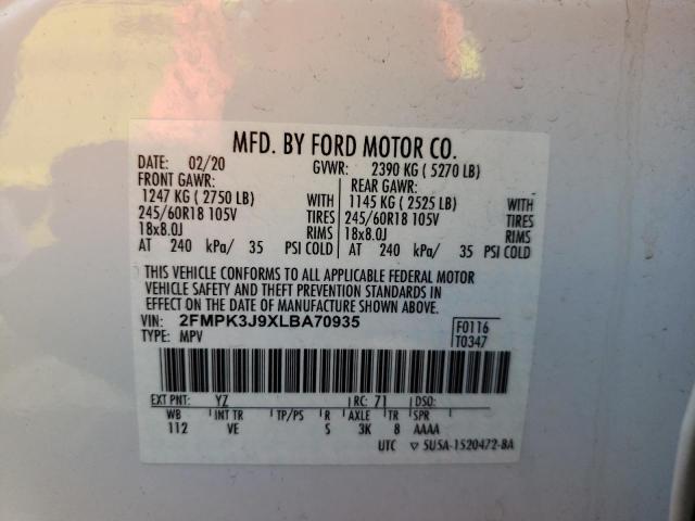 Photo 10 from auction – 2020 FORD EDGE SEL with VIN 2FMPK3J9XLBA70935
