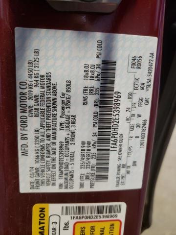 Photo 10 from auction – 2014 FORD FUSION SE with VIN 1FA6P0HD2E5398969