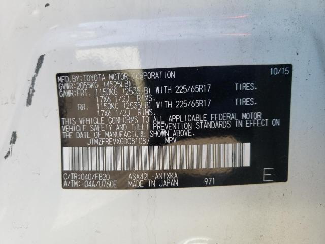 Photo 10 from auction – 2016 TOYOTA RAV4 LE with VIN JTMZFREVXGD081087