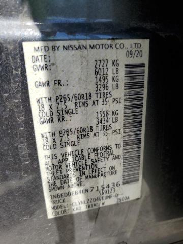 Photo 10 from auction – 2020 NISSAN FRONTIER S with VIN 1N6ED0EB4LN715436