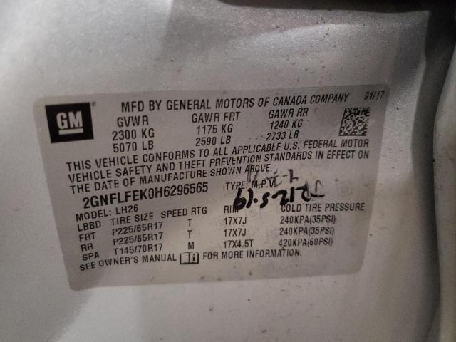 Photo 10 from auction – 2017 CHEVROLET EQUINOX LT with VIN 2GNFLFEK0H6296565