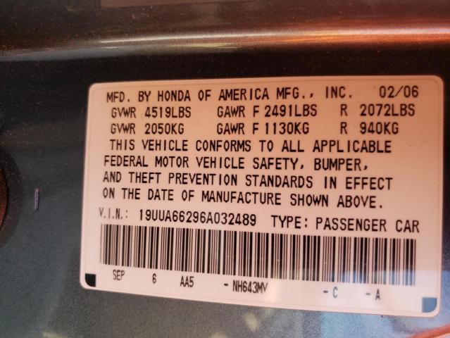 Photo 10 from auction – 2006 ACURA 3.2TL with VIN 19UUA66296A032489