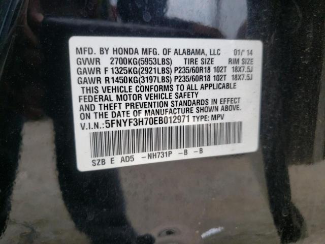Photo 10 from auction – 2014 HONDA PILOT EXLN with VIN 5FNYF3H70EB012971