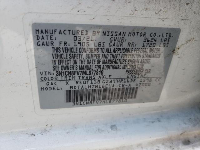 Photo 10 from auction – 2021 NISSAN VERSA SR with VIN 3N1CN8FV7ML877810