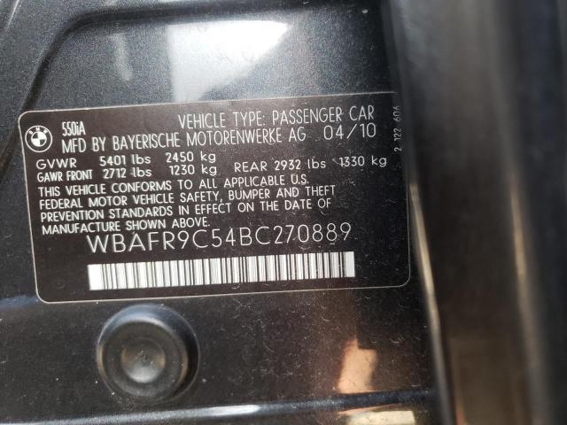 Photo 10 from auction – 2011 BMW 550 I with VIN WBAFR9C54BC270889