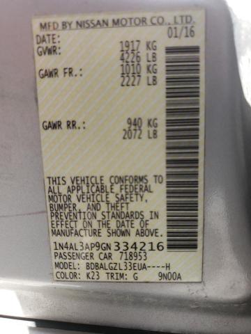 Photo 10 from auction – 2016 NISSAN ALTIMA 2.5 with VIN 1N4AL3AP9GN334216