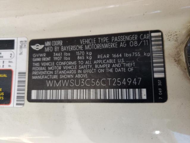 Photo 10 from auction – 2012 MINI COOPER with VIN WMWSU3C56CT254947
