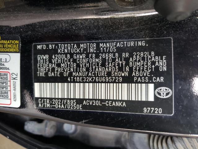 Photo 10 from auction – 2006 TOYOTA CAMRY LE with VIN 4T1BE32K76U695729