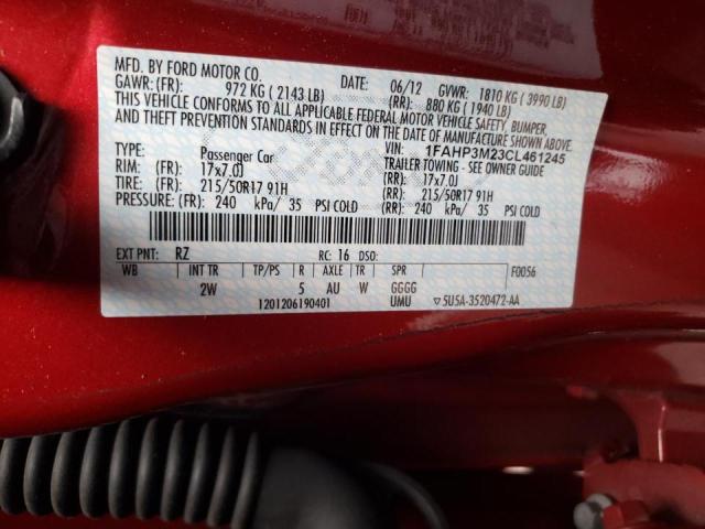 Photo 10 from auction – 2012 FORD FOCUS SEL with VIN 1FAHP3M23CL461245