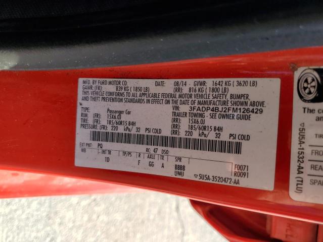 Photo 10 from auction – 2015 FORD FIESTA SE with VIN 3FADP4BJ2FM126429