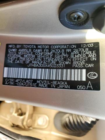 Photo 10 from auction – 2004 LEXUS ES 330 with VIN JTHBA30GX45023331