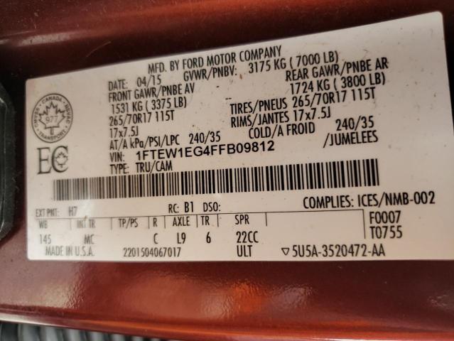 Photo 10 from auction – 2015 FORD F150 SUPER with VIN 1FTEW1EG4FFB09812