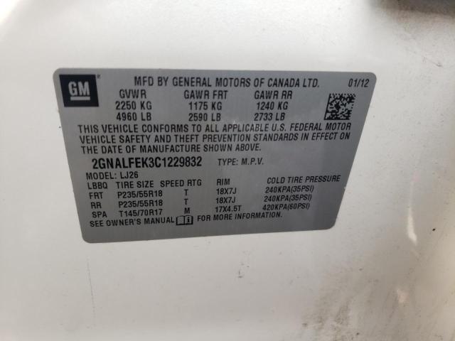 Photo 10 from auction – 2012 CHEVROLET EQUINOX LT with VIN 2GNALFEK3C1229832