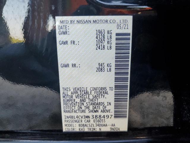 Photo 10 from auction – 2021 NISSAN ALTIMA SR with VIN 1N4BL4CV3MN388497