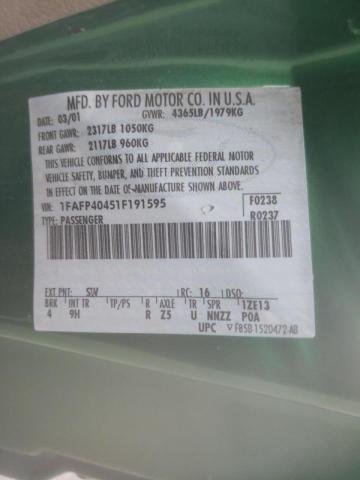 Photo 10 from auction – 2001 FORD MUSTANG with VIN 1FAFP40451F191595