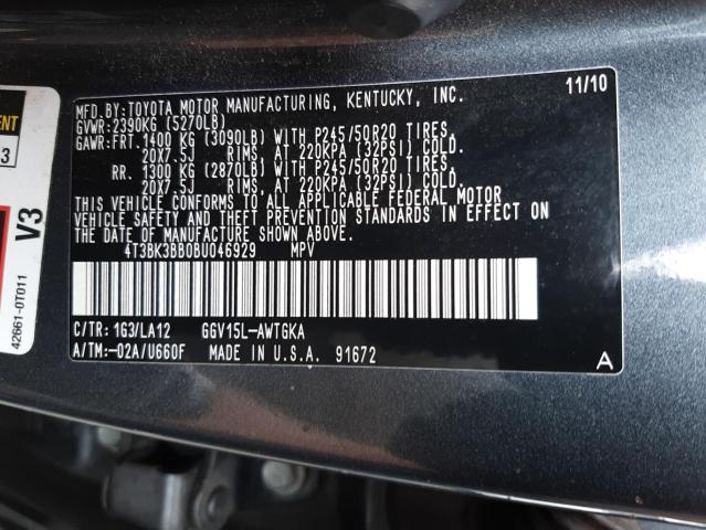 Photo 10 from auction – 2011 TOYOTA VENZA with VIN 4T3BK3BB0BU046929