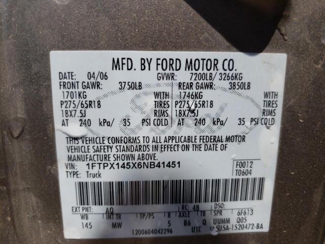 Photo 10 from auction – 2006 FORD F150 with VIN 1FTPX145X6NB41451