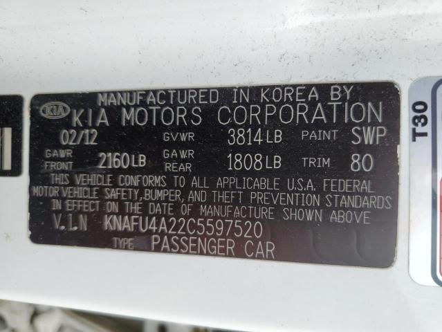 Photo 10 from auction – 2012 KIA FORTE EX with VIN KNAFU4A22C5597520